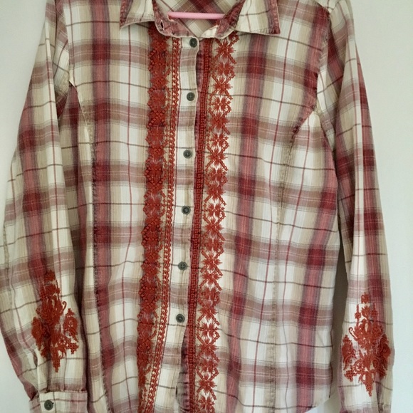 Sundance Plaid Embroidered Cotton Shirt 12 - Picture 3 of 11